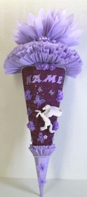 Schultüte Zuckertüte EINHORN PEGASUS Pferd für Mädchen VERSANDBEREIT in helllila violett - Handarbeit kaufen