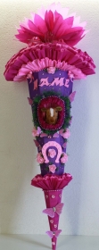 Schultüte Zuckertüte Pferd PFERDENSTALL Pferdchen für Mädchen VERSANDBEREIT in pink lila - Handarbeit kaufen