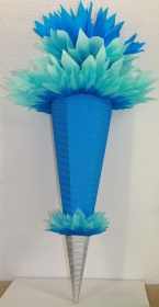 Schultüte Zuckertüte Rohling zum selbst verzieren Rohling 70 75 80 85 90 100 cm / 1m für Jungen HANDARBEIT blau hellblau silber - Handarbeit kaufen