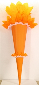 Schultüte Zuckertüte Rohling zum selbst verzieren Rohling 70 75 80 85 90 100 cm / 1m für Mädchen HANDARBEIT weiß orange - Handarbeit kaufen