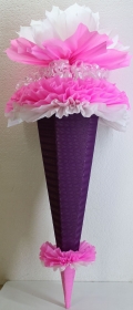 Schultüte Zuckertüte Rohling zum selbst verzieren Rohling 70 75 80 85 90 100 cm / 1m für Mädchen HANDARBEIT weiß violett rosa - Handarbeit kaufen