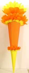 Schultüte Zuckertüte Rohling zum selbst verzieren Rohling 70 75 80 85 90 100 cm / 1m für Mädchen HANDARBEIT orange gelb - Handarbeit kaufen