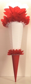 Schultüte Zuckertüte Rohling zum selbst verzieren Rohling 70 75 80 85 90 100 cm / 1m für Mädchen HANDARBEIT weiß rot - Handarbeit kaufen