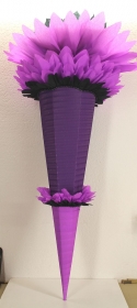 Schultüte Zuckertüte Rohling zum selbst verzieren Rohling 70 75 80 85 90 100 cm / 1m für Mädchen HANDARBEIT schwarz lila violett - Handarbeit kaufen