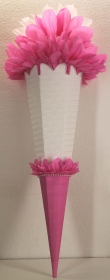 Schultüte Zuckertüte Rohling zum selbst verzieren Rohling 70 75 80 85 90 100 cm / 1m für Mädchen HANDARBEIT weiß rosa - Handarbeit kaufen