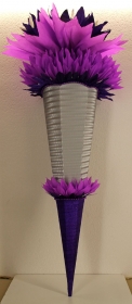 Schultüte Zuckertüte Rohling zum selbst verzieren Rohling 70 75 80 85 90 100 cm / 1m für Mädchen HANDARBEIT silber lila violett - Handarbeit kaufen