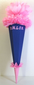 Schultüte Zuckertüte Rohling zum selbst verzieren Rohling 70 75 80 85 90 100 cm / 1m für Mädchen HANDARBEIT dunkelblau rosa - Handarbeit kaufen