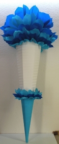 Schultüte Zuckertüte Rohling zum selbst verzieren Rohling 70 75 80 85 90 100 cm / 1m für Mädchen HANDARBEIT blau hellblau weiß - Handarbeit kaufen