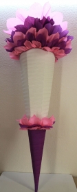 Schultüte Zuckertüte Rohling zum selbst verzieren Rohling 70 75 80 85 90 100 cm / 1m für Mädchen HANDARBEIT lila rosa weiß - Handarbeit kaufen