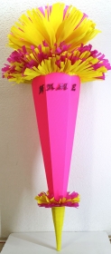 Schultüte Zuckertüte Rohling zum selbst verzieren Rohling 70 75 80 85 90 100 cm / 1m für Mädchen HANDARBEIT leuchtpink pink gelb - Handarbeit kaufen