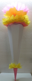 Schultüte Zuckertüte Rohling zum selbst verzieren Rohling 70 75 80 85 90 100 cm / 1m für Mädchen HANDARBEIT gelb rosa weiß  - Handarbeit kaufen