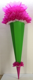 Schultüte Zuckertüte Rohling zum selbst verzieren Rohling 70 75 80 85 90 100 cm / 1m für Mädchen HANDARBEIT pink grün weiß  - Handarbeit kaufen