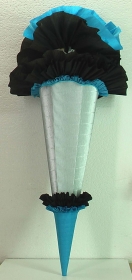 Schultüte Zuckertüte Rohling zum selbst verzieren Rohling 70 75 80 85 90 100 cm / 1m für Jungen HANDARBEIT blau schwarz silber - Handarbeit kaufen