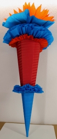 Schultüte Zuckertüte Rohling zum selbst verzieren Rohling 70 75 80 85 90 100 cm / 1m für Jungen HANDARBEIT blau rot orange - Handarbeit kaufen