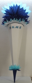 Schultüte Zuckertüte Rohling zum selbst verzieren Rohling 70 75 80 85 90 100 cm / 1m für Jungen HANDARBEIT blau weiß hellblau - Handarbeit kaufen