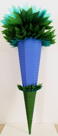 Schultüte Zuckertüte Rohling zum selbst verzieren Rohling 70 75 80 85 90 100 cm / 1m für Jungen HANDARBEIT blau grün - Handarbeit kaufen