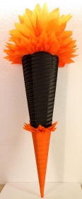 Schultüte Zuckertüte Rohling zum selbst verzieren Rohling 70 75 80 85 90 100 cm / 1m für Jungen HANDARBEIT schwarz orange - Handarbeit kaufen