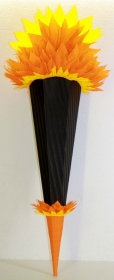 Schultüte Zuckertüte Rohling zum selbst verzieren Rohling 70 75 80 85 90 100 cm / 1m für Jungen HANDARBEIT orange schwarz gelb - Handarbeit kaufen