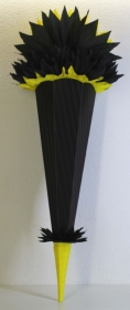 Schultüte Zuckertüte Rohling zum selbst verzieren Rohling 70 75 80 85 90 100 cm / 1m für Jungen HANDARBEIT schwarz gelb - Handarbeit kaufen