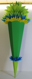 Schultüte Zuckertüte Rohling zum selbst verzieren Rohling 70 75 80 85 90 100 cm / 1m für Jungen HANDARBEIT grün gelb blau - Handarbeit kaufen
