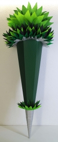 Schultüte Zuckertüte Rohling zum selbst verzieren Rohling 70 75 80 85 90 100 cm / 1m für Jungen HANDARBEIT dunkelgrün grün silber - Handarbeit kaufen