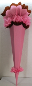 Schultüte Zuckertüte Rohling zum selbst verzieren Rohling 70 75 80 85 90 100 cm / 1m für Mädchen HANDARBEIT rosa braun - Handarbeit kaufen