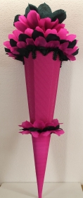 Schultüte Zuckertüte Rohling zum selbst verzieren Rohling 70 75 80 85 90 100 cm / 1m für Mädchen HANDARBEIT pink schwarz - Handarbeit kaufen