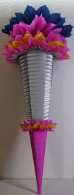 Schultüte Zuckertüte Rohling zum selbst verzieren Rohling 70 75 80 85 90 100 cm / 1m für Mädchen HANDARBEIT pink blau silber gelb - Handarbeit kaufen