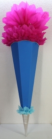 Schultüte Zuckertüte Rohling zum selbst verzieren Rohling 70 75 80 85 90 100 cm / 1m für Mädchen HANDARBEIT pink blau hellblau silber - Handarbeit kaufen