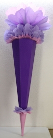 Schultüte Zuckertüte Rohling zum selbst verzieren Rohling 70 75 80 85 90 100 cm / 1m für Mädchen HANDARBEIT helllila lila rosa - Handarbeit kaufen