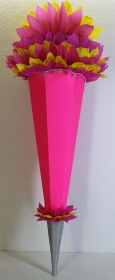 Schultüte Zuckertüte Rohling zum selbst verzieren Rohling 70 75 80 85 90 100 cm / 1m für Mädchen HANDARBEIT leuchtpink gelb pink silber - Handarbeit kaufen
