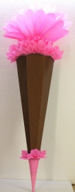 Schultüte Zuckertüte Rohling zum selbst verzieren Rohling 70 75 80 85 90 100 cm / 1m für Mädchen HANDARBEIT braun rosa - Handarbeit kaufen