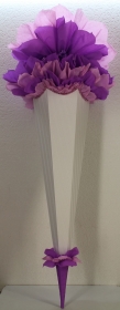 Schultüte Zuckertüte Rohling zum selbst verzieren Rohling 70 75 80 85 90 100 cm / 1m für Mädchen HANDARBEIT weiß lila rosa - Handarbeit kaufen