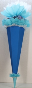 Schultüte Zuckertüte Rohling zum selbst verzieren Rohling 70 75 80 85 90 100 cm / 1m für Mädchen HANDARBEIT blau hellblau weiß - Handarbeit kaufen