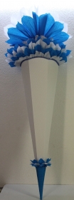 Schultüte Zuckertüte Rohling zum selbst verzieren Rohling 70 75 80 85 90 100 cm / 1m für Mädchen HANDARBEIT blau weiß - Handarbeit kaufen
