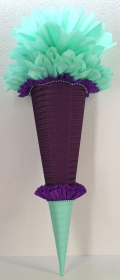 Schultüte Zuckertüte Rohling zum selbst verzieren Rohling 70 75 80 85 90 100 cm / 1m für Mädchen HANDARBEIT violett mintgrün - Handarbeit kaufen