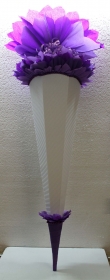 Schultüte Zuckertüte Rohling zum selbst verzieren Rohling 70 75 80 85 90 100 cm / 1m für Mädchen HANDARBEIT violett lila weiß - Handarbeit kaufen