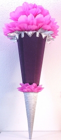 Schultüte Zuckertüte Rohling zum selbst verzieren Rohling 70 75 80 85 90 100 cm / 1m für Mädchen HANDARBEIT violett pink silber - Handarbeit kaufen