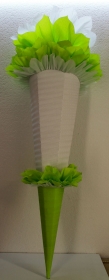 Schultüte Zuckertüte Rohling zum selbst verzieren Rohling 70 75 80 85 90 100 cm / 1m für Mädchen HANDARBEIT hellgrün weiß - Handarbeit kaufen