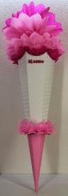 Schultüte Zuckertüte Rohling zum selbst verzieren Rohling 70 75 80 85 90 100 cm / 1m für Mädchen HANDARBEIT rosa pink weiß - Handarbeit kaufen