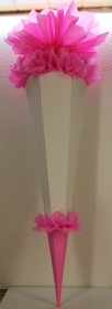 Schultüte Zuckertüte Rohling zum selbst verzieren Rohling 70 75 80 85 90 100 cm / 1m für Mädchen HANDARBEIT rosa weiß - Handarbeit kaufen