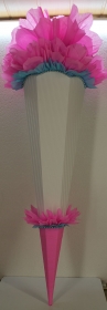 Schultüte Zuckertüte Rohling zum selbst verzieren Rohling 70 75 80 85 90 100 cm / 1m für Mädchen HANDARBEIT rosa hellblau weiß - Handarbeit kaufen