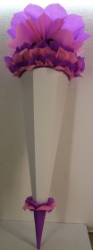 Schultüte Zuckertüte Rohling zum selbst verzieren Rohling 70 75 80 85 90 100 cm / 1m für Mädchen HANDARBEIT rosa lila weiß - Handarbeit kaufen