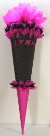 Schultüte Zuckertüte Rohling zum selbst verzieren Rohling 70 75 80 85 90 100 cm / 1m für Mädchen HANDARBEIT pink schwarz - Handarbeit kaufen