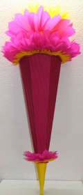 Schultüte Zuckertüte Rohling zum selbst verzieren Rohling 70 75 80 85 90 100 cm / 1m für Mädchen HANDARBEIT pink gelb - Handarbeit kaufen