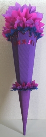 Schultüte Zuckertüte Rohling zum selbst verzieren Rohling 70 75 80 85 90 100 cm / 1m für Mädchen HANDARBEIT lila pink - Handarbeit kaufen