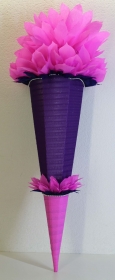 Schultüte Zuckertüte Rohling zum selbst verzieren Rohling 70 75 80 85 90 100 cm / 1m für Mädchen HANDARBEIT violett lila pink dunkelblau - Handarbeit kaufen
