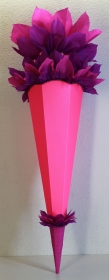 Schultüte Zuckertüte Rohling zum selbst verzieren Rohling 70 75 80 85 90 100 cm / 1m für Mädchen HANDARBEIT leuchtpink lila rosa - Handarbeit kaufen