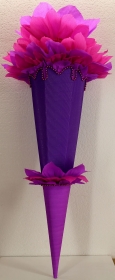 Schultüte Zuckertüte Rohling zum selbst verzieren Rohling 70 75 80 85 90 100 cm / 1m für Mädchen HANDARBEIT lila pink  - Handarbeit kaufen