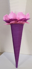 Schultüte Zuckertüte Rohling zum selbst verzieren Rohling 70 75 80 85 90 100 cm / 1m für Mädchen HANDARBEIT violett lila rosa weiß - Handarbeit kaufen